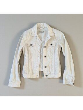 ABERCROMBIE KIDS White Denim Lace Detail Jacket Size XL (16)